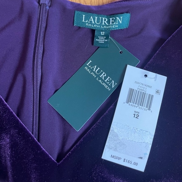 Ralph Lauren Women's Purple Velvet Evening Gown Dress Size 12 - Picture 2 of 10